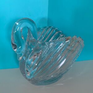 Gloria Vanderbilt Crystal Swan Candy dish SWAN VTG 24% Germany Vintage SIGNED